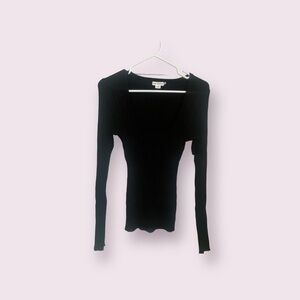 Good American Black Ribbed Long Sleeve Top Sz 5/6